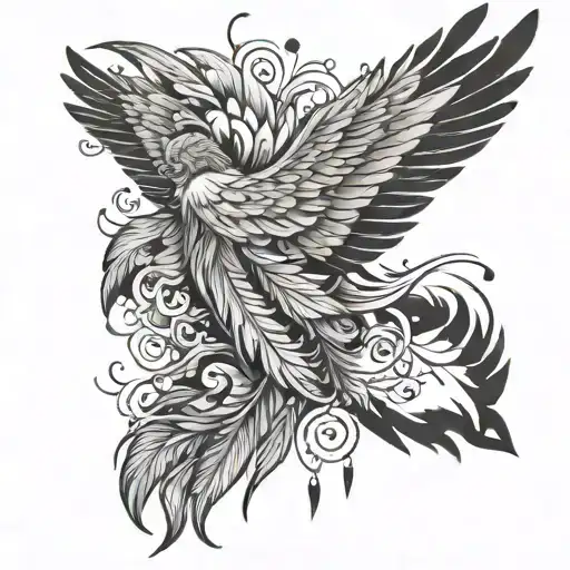 wing falling into feathers falling tattoo design idea