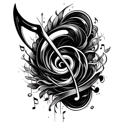 a turbo morphing into a music note tattoo design idea