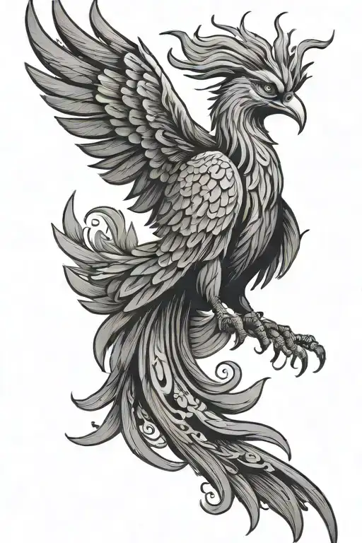 simple phoenix asian style illustration tattoo design idea