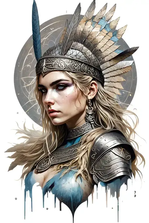 Woman Valkyrie warrior tattoo design idea
