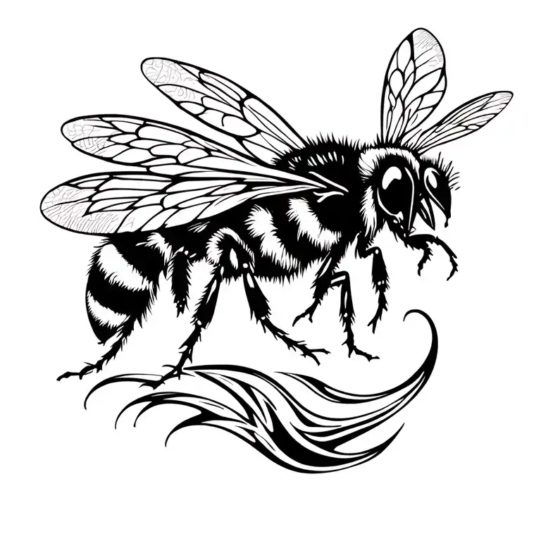 bees flying tattoo design idea