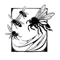 bees flying tattoo design idea