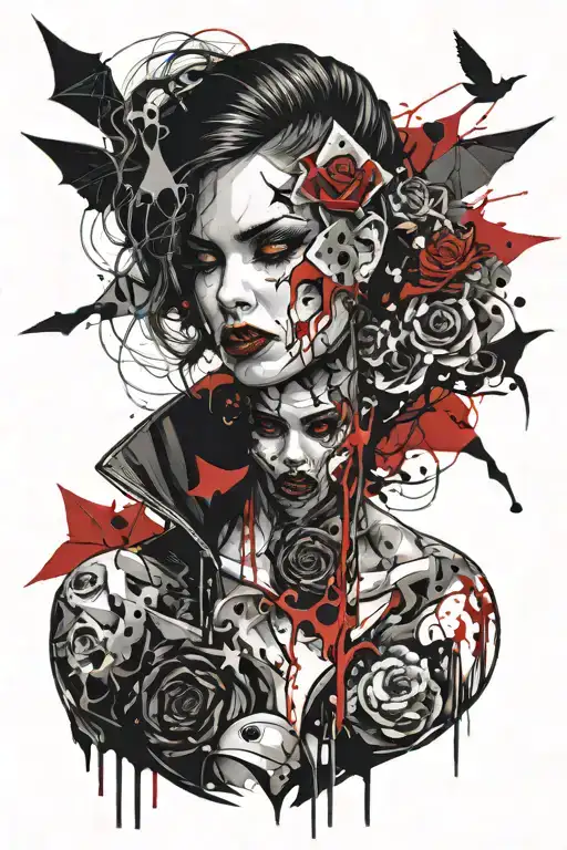dark romance vampires tattoo design idea