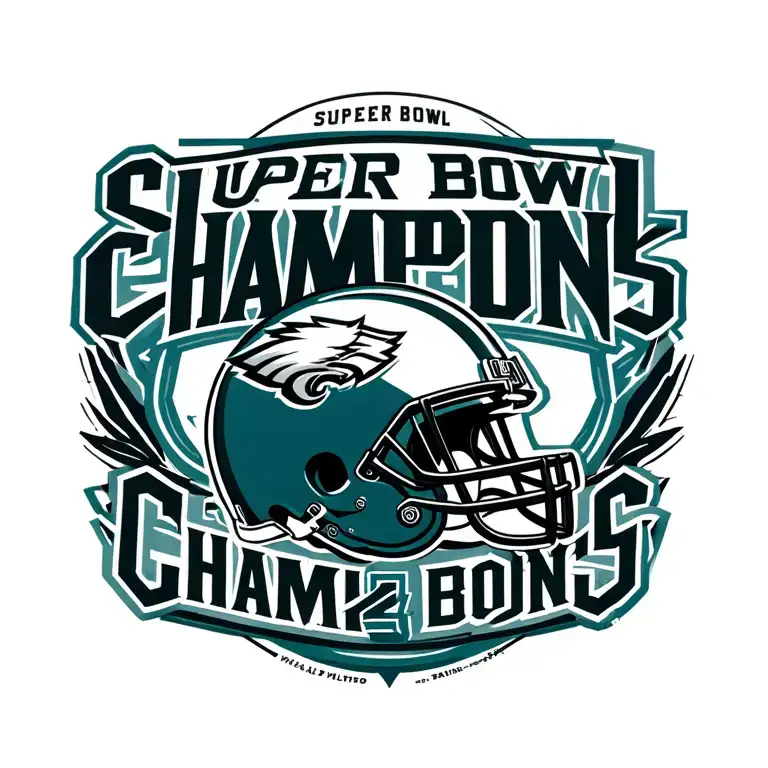"Super Bowl Champions " Philadelphia Eagles helmet surrounded tattoo design idea