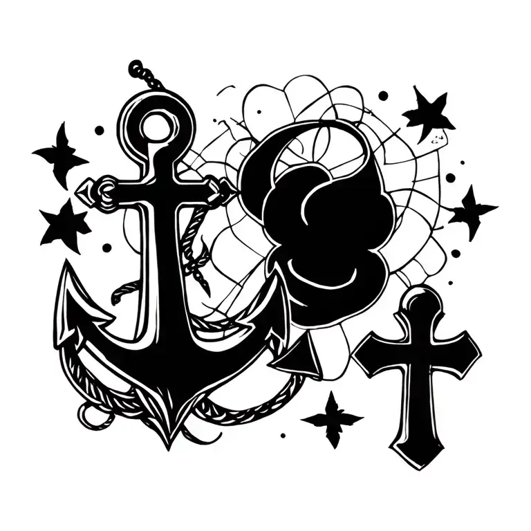 anchor cross dad tattoo design idea