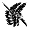 Cherokee Indian feather warrior broad head arrow knife tattoo design idea
