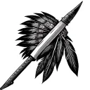Cherokee Indian feather warrior broad head arrow knife tattoo design idea