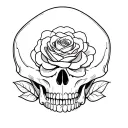 rose growing out of out of skull tattoo design idea