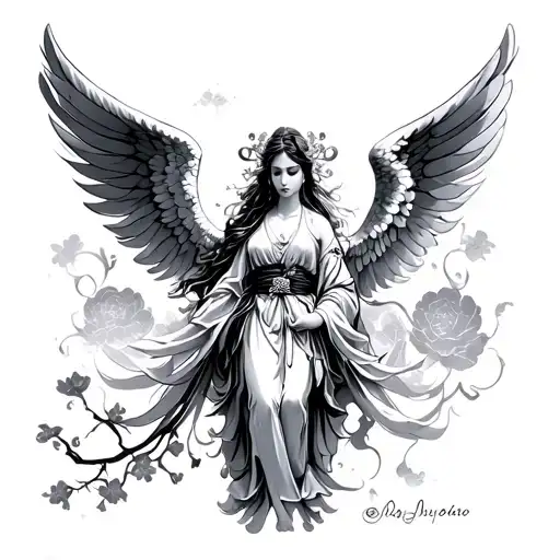 Japanese Angel tattoo design idea