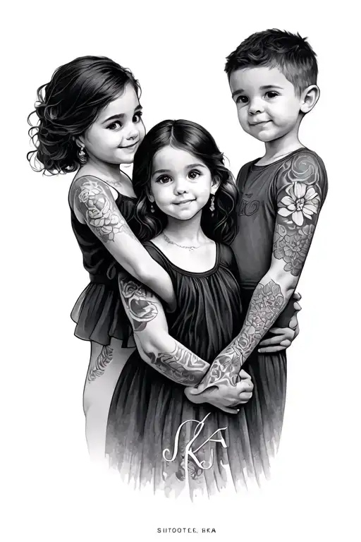 Step mom of 3 kids 2 boys 1 Girl With initials JKA tattoo design idea