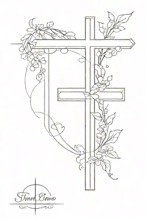 cross feminine basic plain back ground simple tattoo design idea