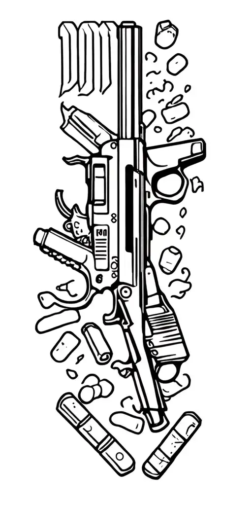 Narcos mexi Cali design with gun and some drugs tattoo design idea