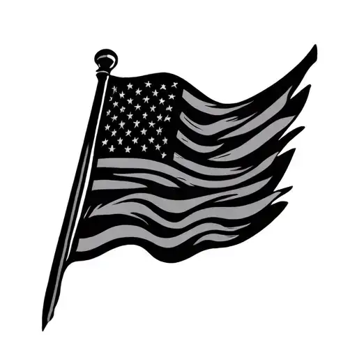 6x3 inch wavy black american flag tattoo design idea