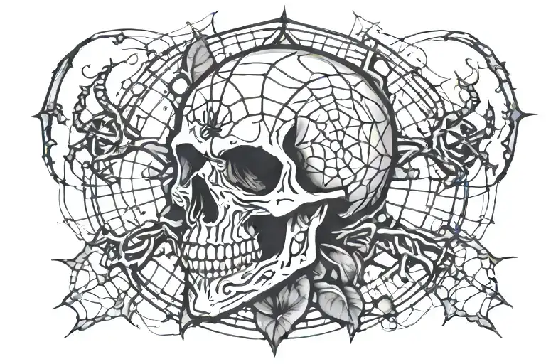 skull and spider web tattoo tattoo design idea