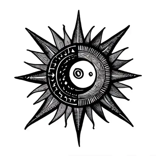 moon sun star peace egyptian and nordic tattoo design idea