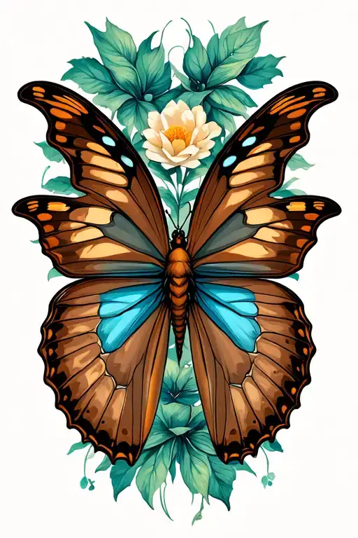 metamorphosis using a brown butterfly tattoo design idea