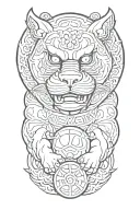 fu dog holding an orb tattoo design idea