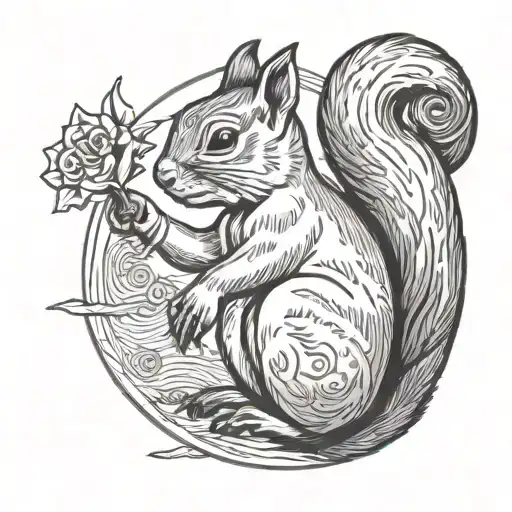 squirrel flipping the middle finger tattoo design idea