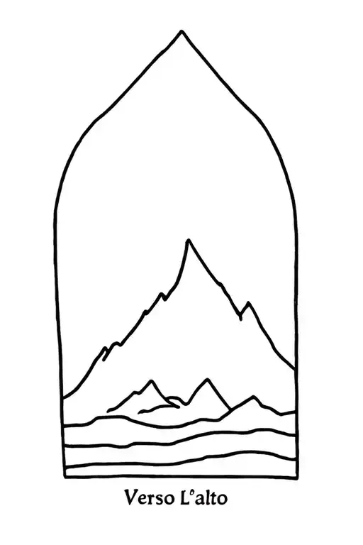 "Verso L'alto" very simple mountain tattoo design idea