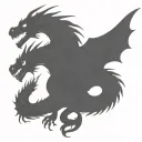 bipolar affectivity dragon two heads looking tattoo design idea