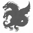 bipolar affectivity dragon two heads looking tattoo design idea