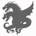 bipolar affectivity dragon two heads looking tattoo design idea