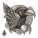 crow head within moon  tattoo design idea