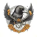 crow head within moon  tattoo design idea