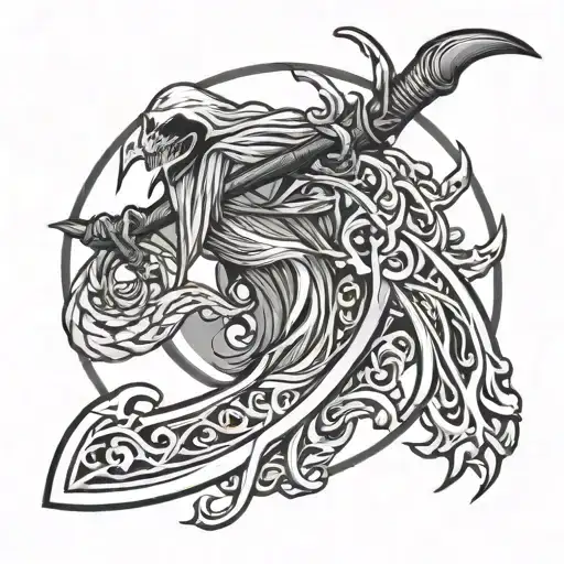 scary scythe tattoo design idea