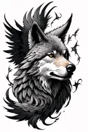 phoenix & wolf sleeve tattoo tattoo design idea