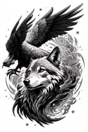 phoenix & wolf sleeve tattoo tattoo design idea