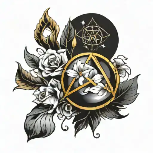 deathly hallows golden snitch flowers tattoo design idea