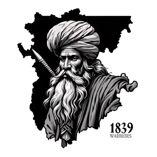 punjab map 1839 and sukh warriors tattoo design idea