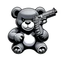 kaws bear holding gun tattoo design idea