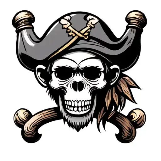 Monkey Pirate Skull tattoo design idea