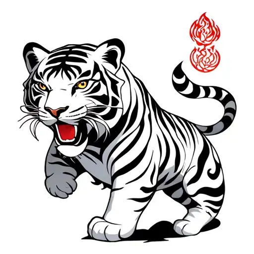 The following is the ultimate solution specially designed for you, "White Tiger Steps in the Mountains·Gengjin Nutritional Tattoo"**, combining the five elements to supplement gold, make water, pass wood and fire, and integrate numerology symbols to enhance energy: ---### **🎨 Tattoo Design Art Description** **Theme**: White Tiger Suppresses Evil ·Gengjin Lucks **Style**: New Tradition tattoo design idea