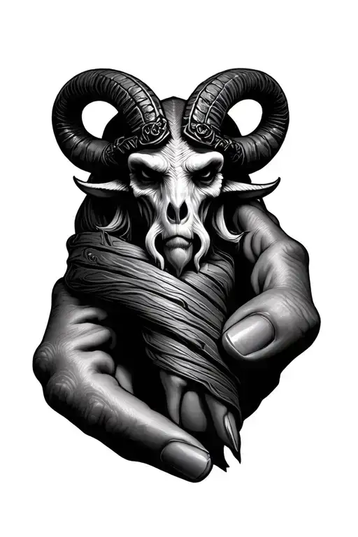 cute baphomet wrapped around a finger tattoo design idea