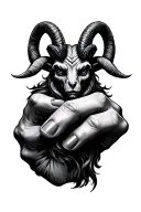 cute baphomet wrapped around a finger tattoo design idea