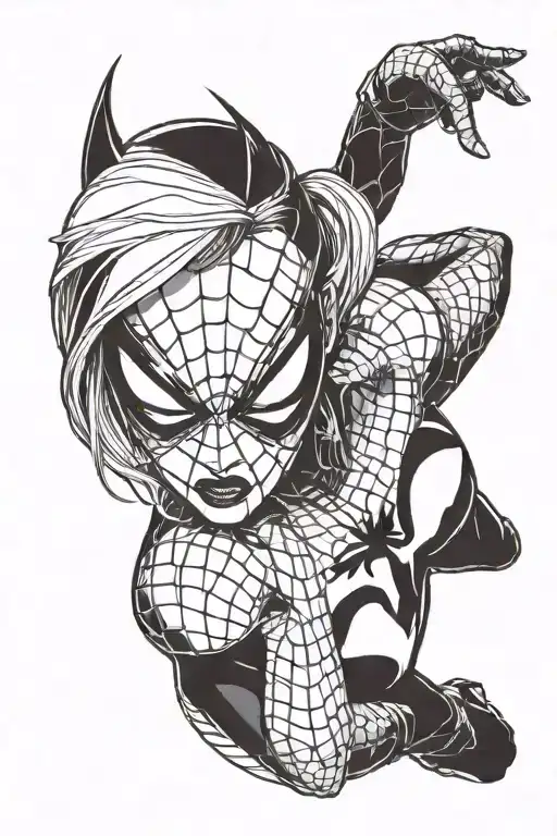 A mix of Harley Quinn and Spider Man tattoo design idea