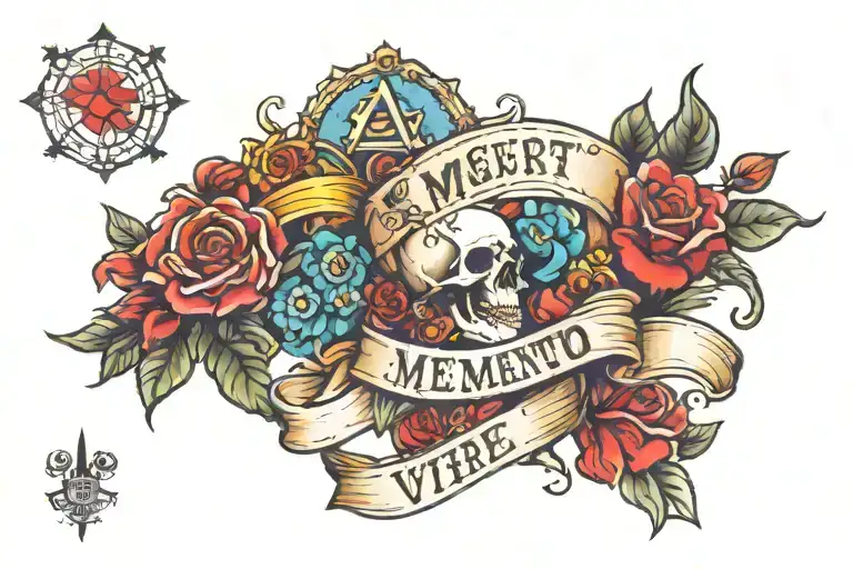 moment mori memento vivere written that's it tattoo design idea