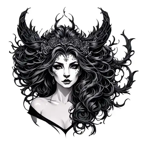 goth leo goddess sexy fit tattoo design idea