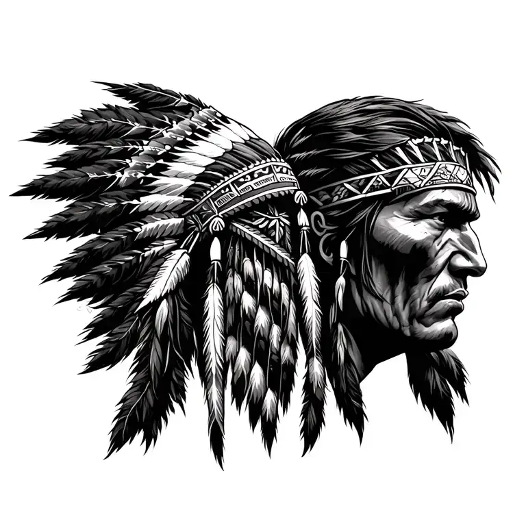 Native American warrior tattoo design idea