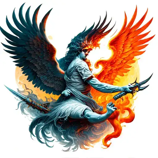 the war between Heaven and Hell tattoo design idea