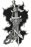 The dagger cuts through the chain tattoo design idea