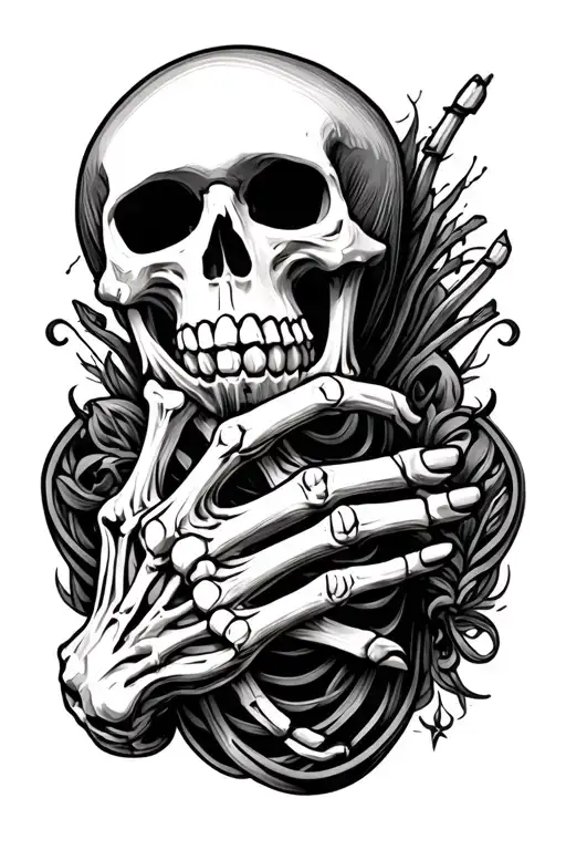 skelton hand choking neck tattoo tattoo design idea