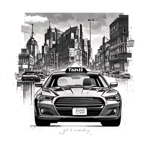 quantum taxi Johannesburg background black and white tattoo design idea