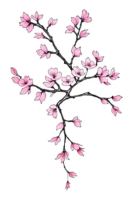 cherry blossom branch tattoo design idea