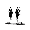 grunge dr Jekyll and Mr hyde with potion and book tattoo design idea