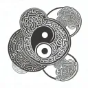 Yin Yang with endless knot inside symbolizing strength and resilience tattoo design idea