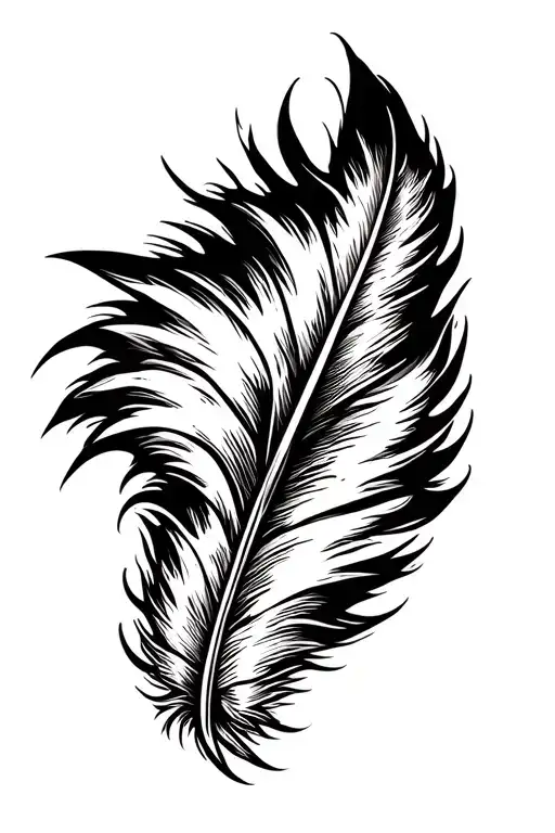 feather with wolf track tattoo design idea